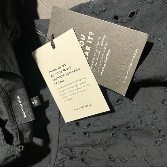 Who What Wear Target NWT black ruffle sleeve eyelet peplum blouse. - Picture 7 of 15